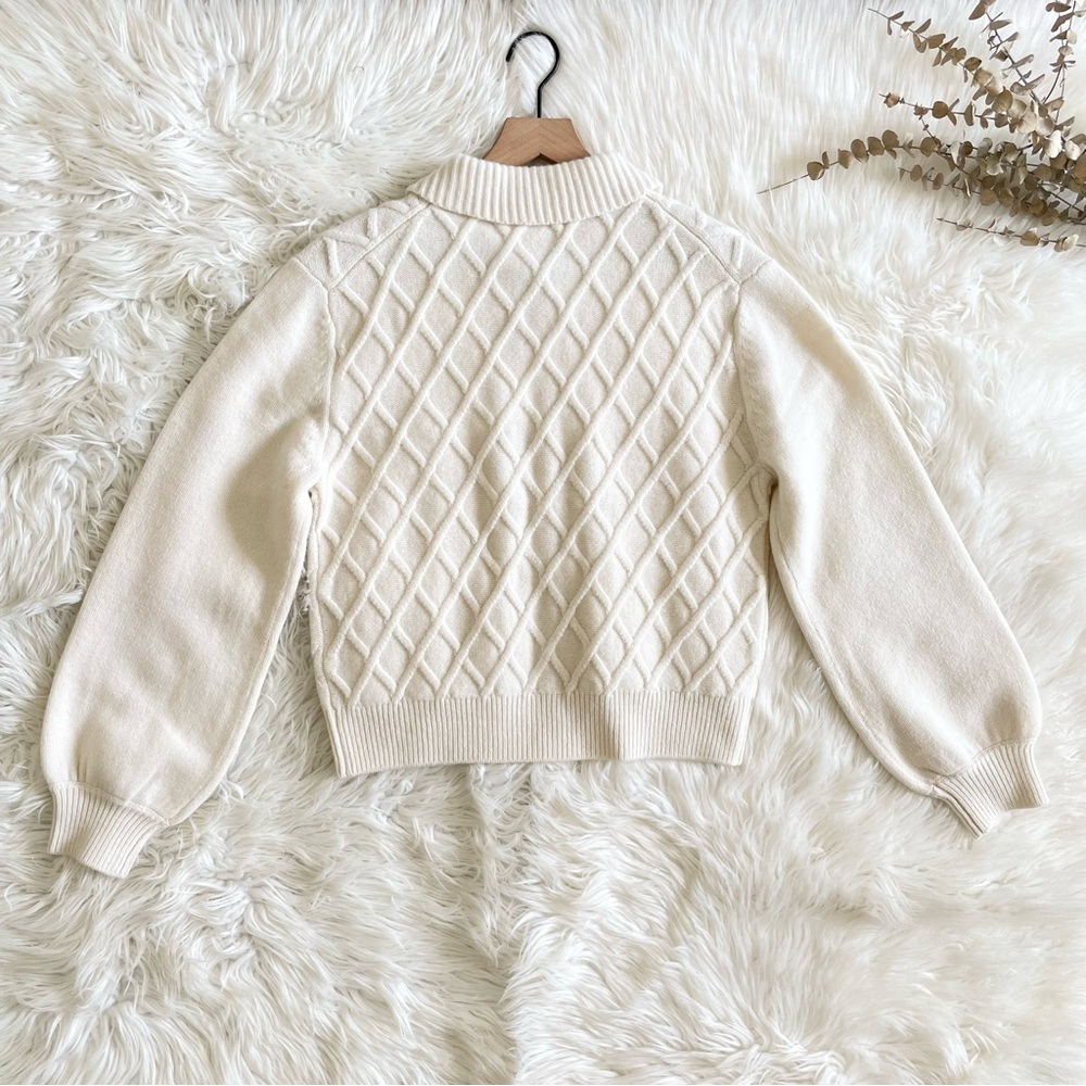Ciao Lucia Tomayo Cardigan Ivory 100% Merino Wool Cable Knit NWT XS - Picture 12 of 16
